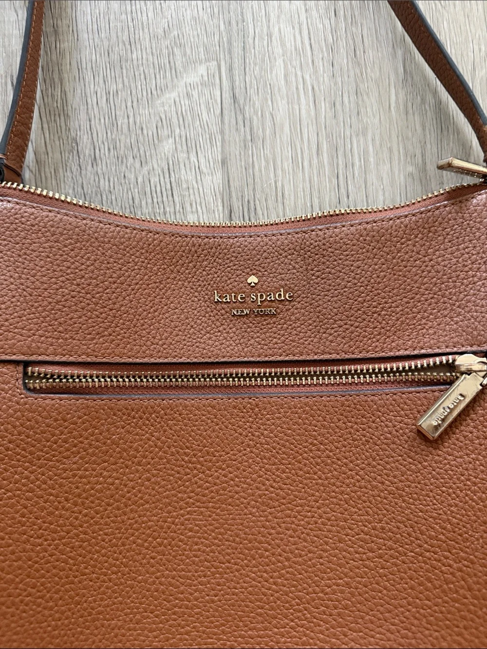 kate spade Pebbled Leather Crossbody in Cognac Brown